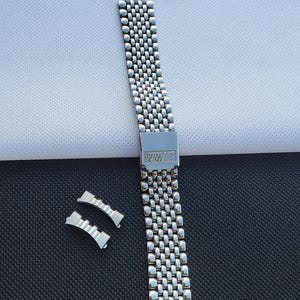 NOS Stunning 18MM Mido Beads of Rice Watch Bracelet Premium Quality Stainless Steel Excellent