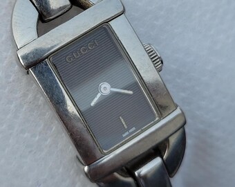 Vintage Gucci Bangle 6800L Analog Stainless Steel Swiss Made