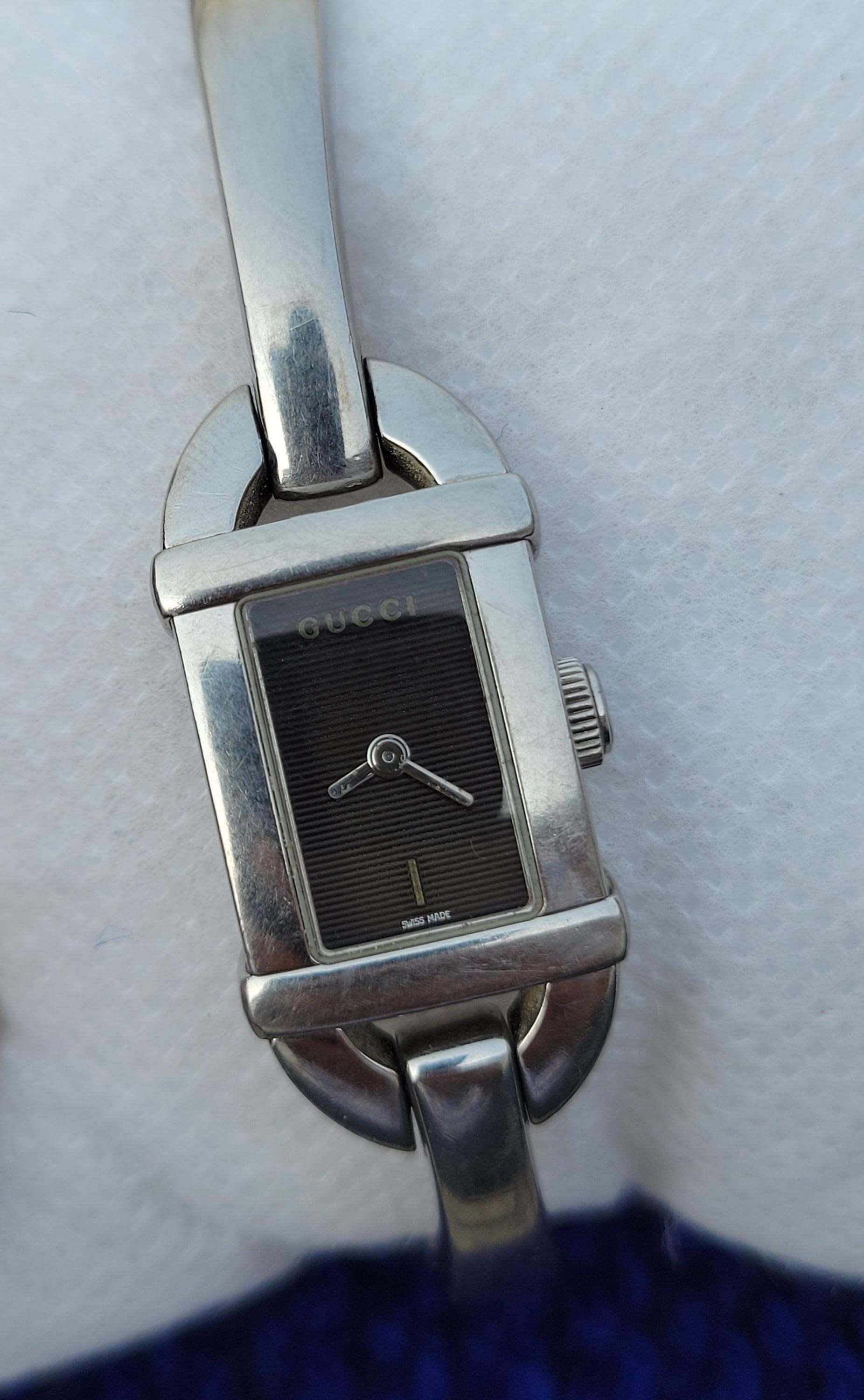 Vintage Gucci Bangle 6800L Analog Stainless Steel Swiss Made