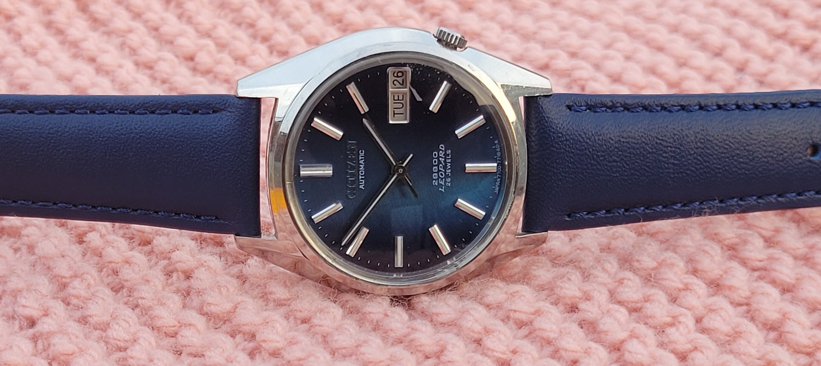 Stunning Vintage Citizen Leopard High Beat 28800 Rare Dark Blue Dial Men s Wrist Watch Etsy UK