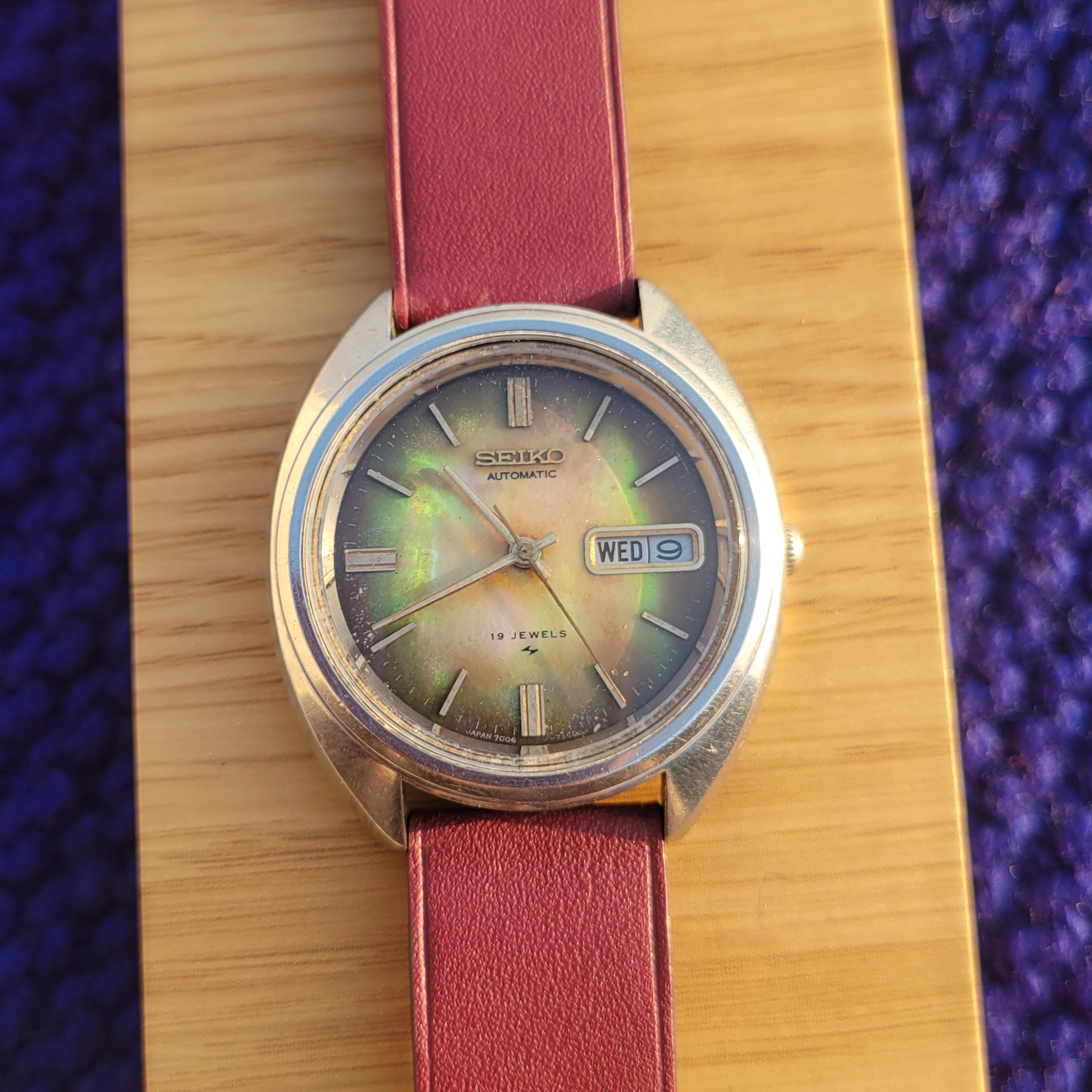 Vintage Seiko 7006-7220 Automatic Watch Mother of Pearl Dial COACH