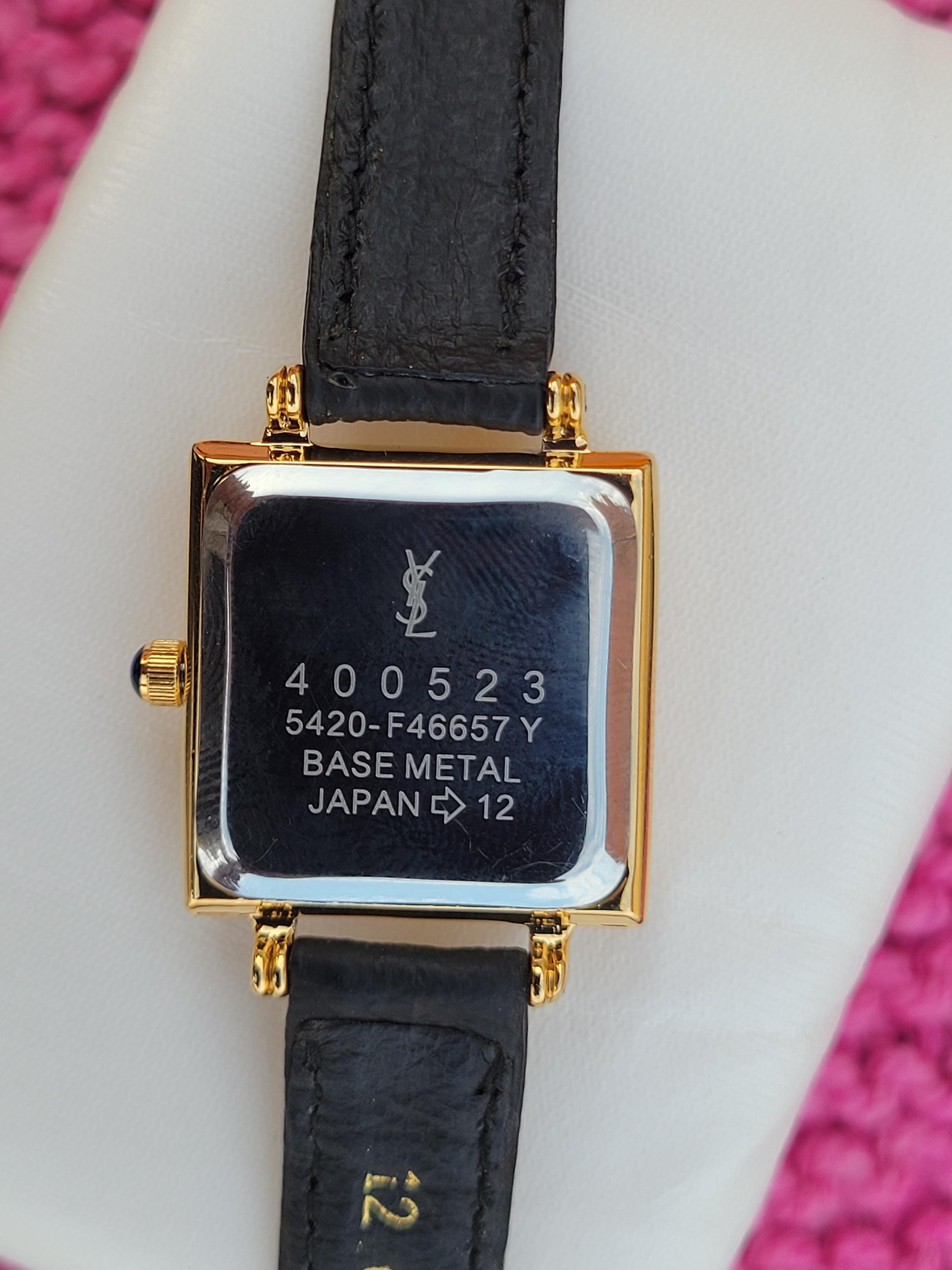 Vintage Watch 90s Y2K Armstrong Crystal Bezel Mother Of Pearl Black Leather Band Peugeot women main image 2