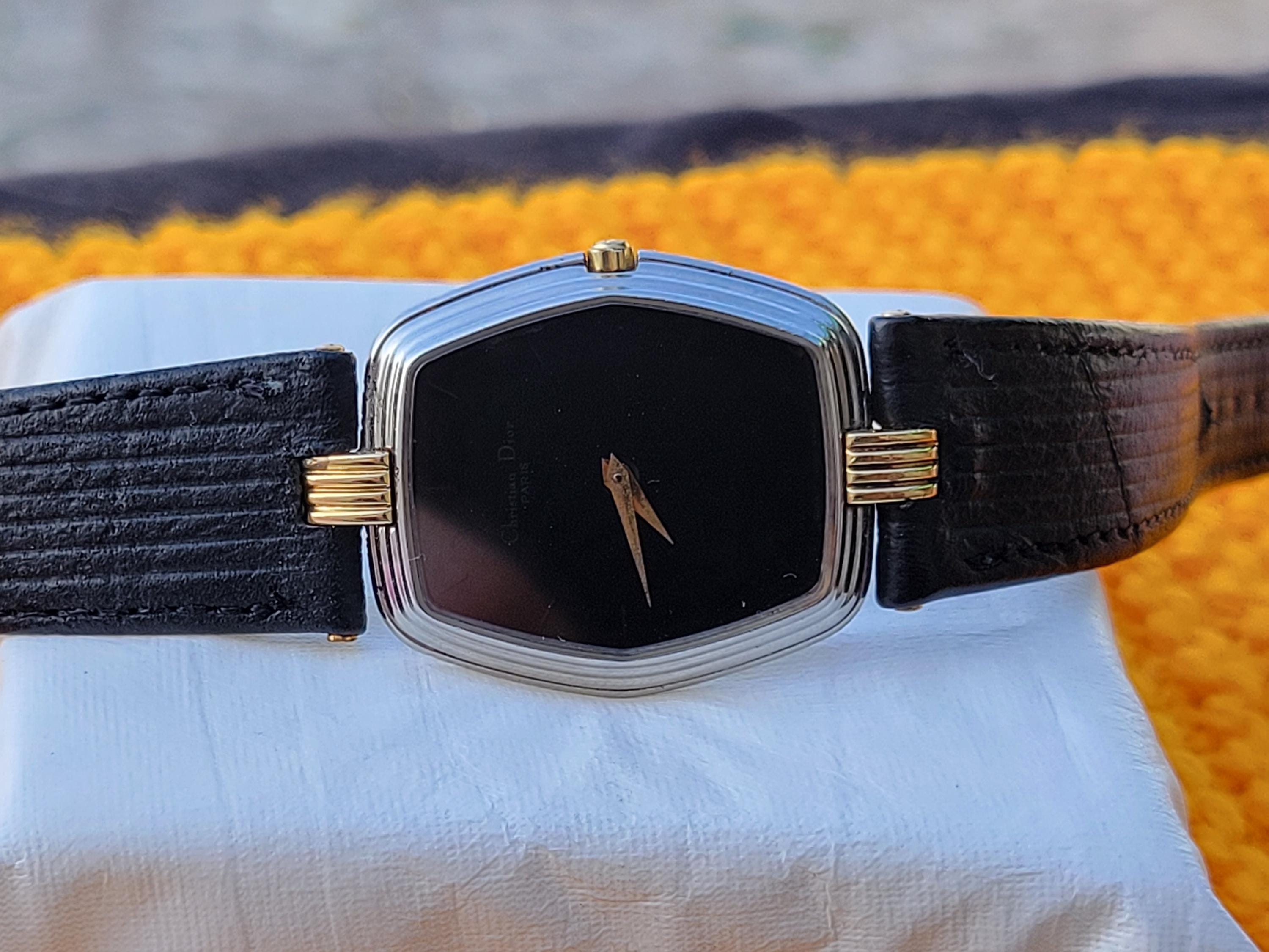 Vintage Christian Dior Watch: Swiss Made Gold & Silver Tonneau