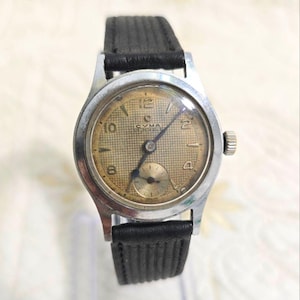 VTG 40s Cyma Zwitsers mechanisch horloge handmatig opwindbaar honingraatwafel wijzerplaat subseconde
