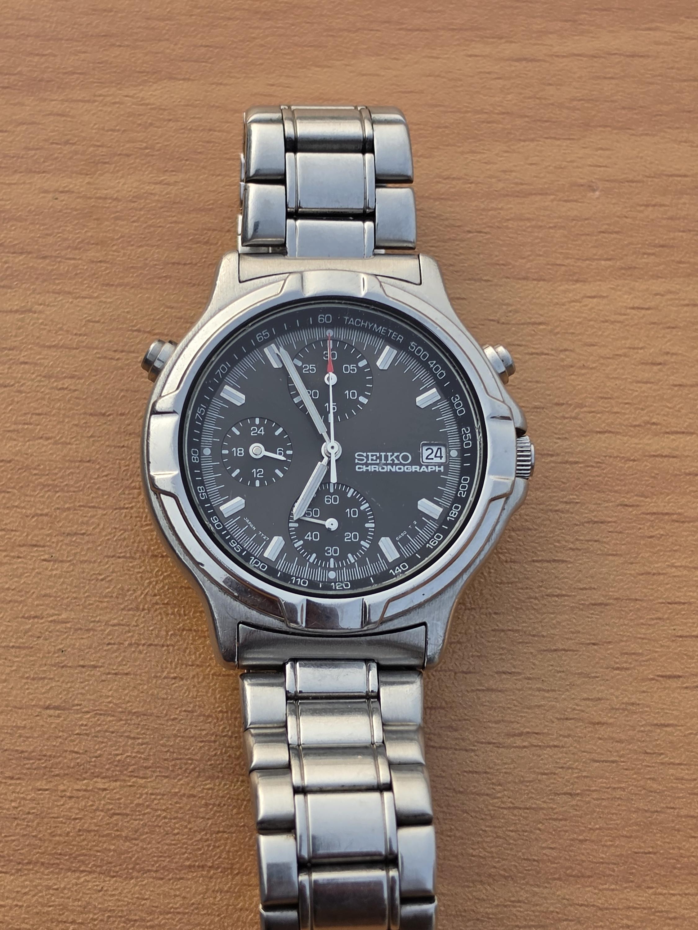 Vintage Seiko Chronograph 7T27-6A50 Tachymeter Bullhead Stainless