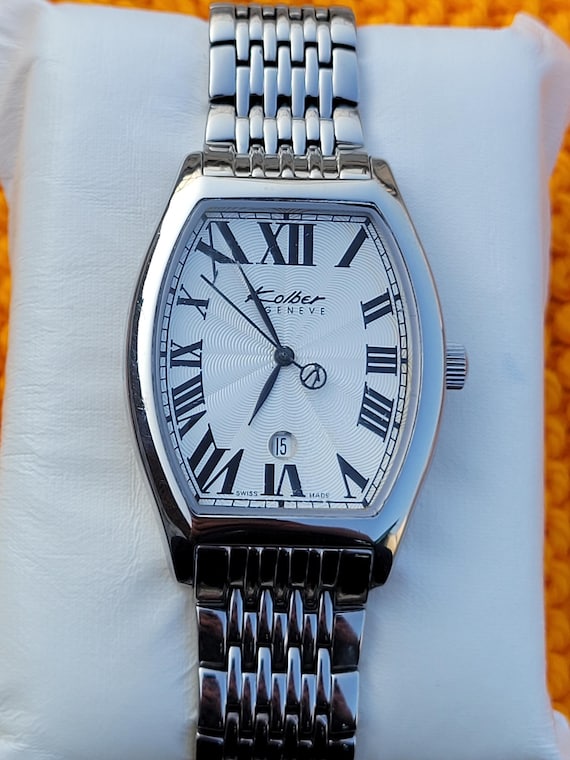 Vintage Kolber Geneve Tonneau K8420 Quartz Stainless Steel Swiss