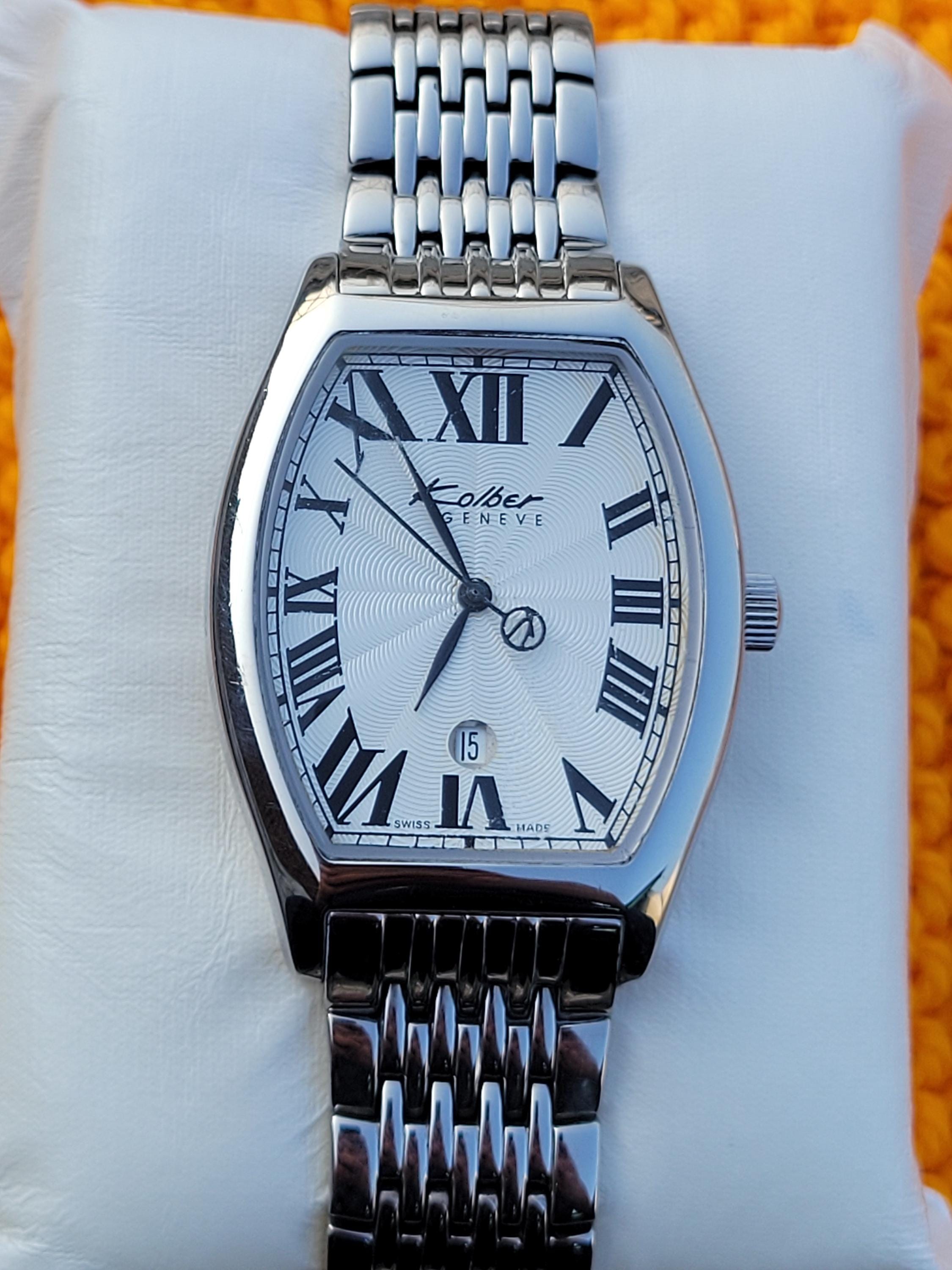 Vintage Kolber Geneve Tonneau K8420 Quartz Stainless Steel Swiss