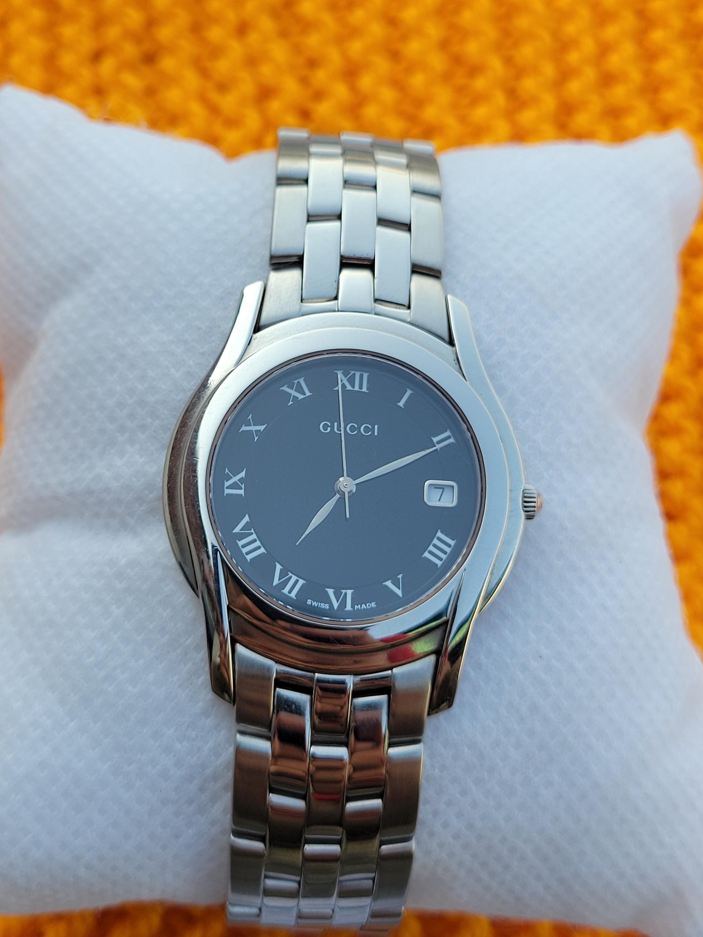 Vintage Gucci 5500M Men's Wrist Watch, Black Stainless Steel - Etsy