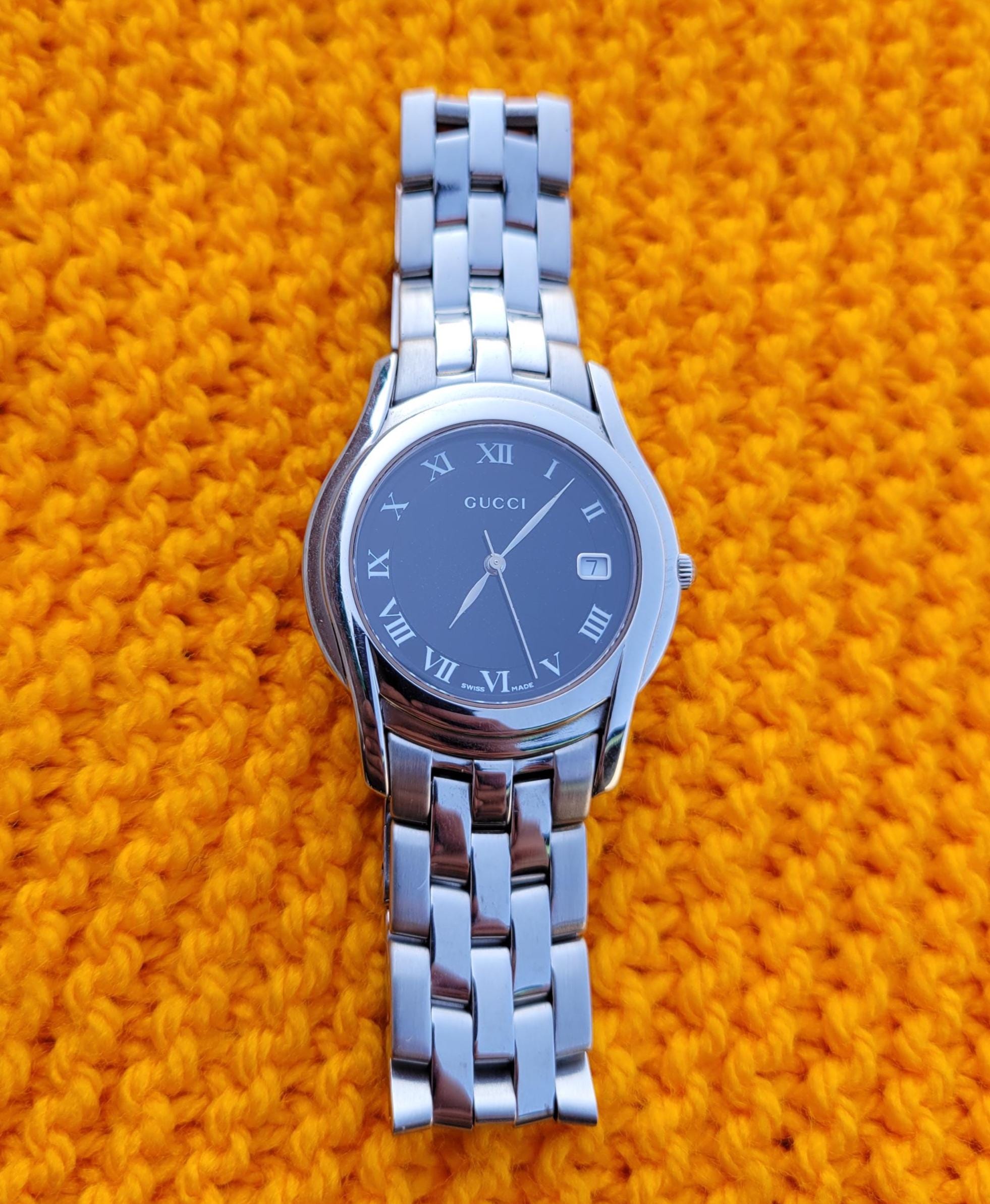 Stunning Gucci 5500M Black Stainless Steel Quartz Swiss Made Men's