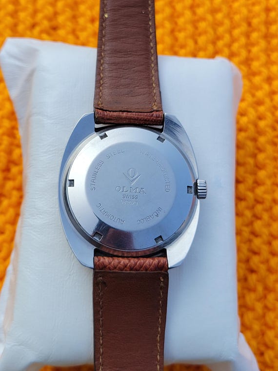 Vintage Olma Blue Dial Automatic Watch: Swiss Made 25 Jewels