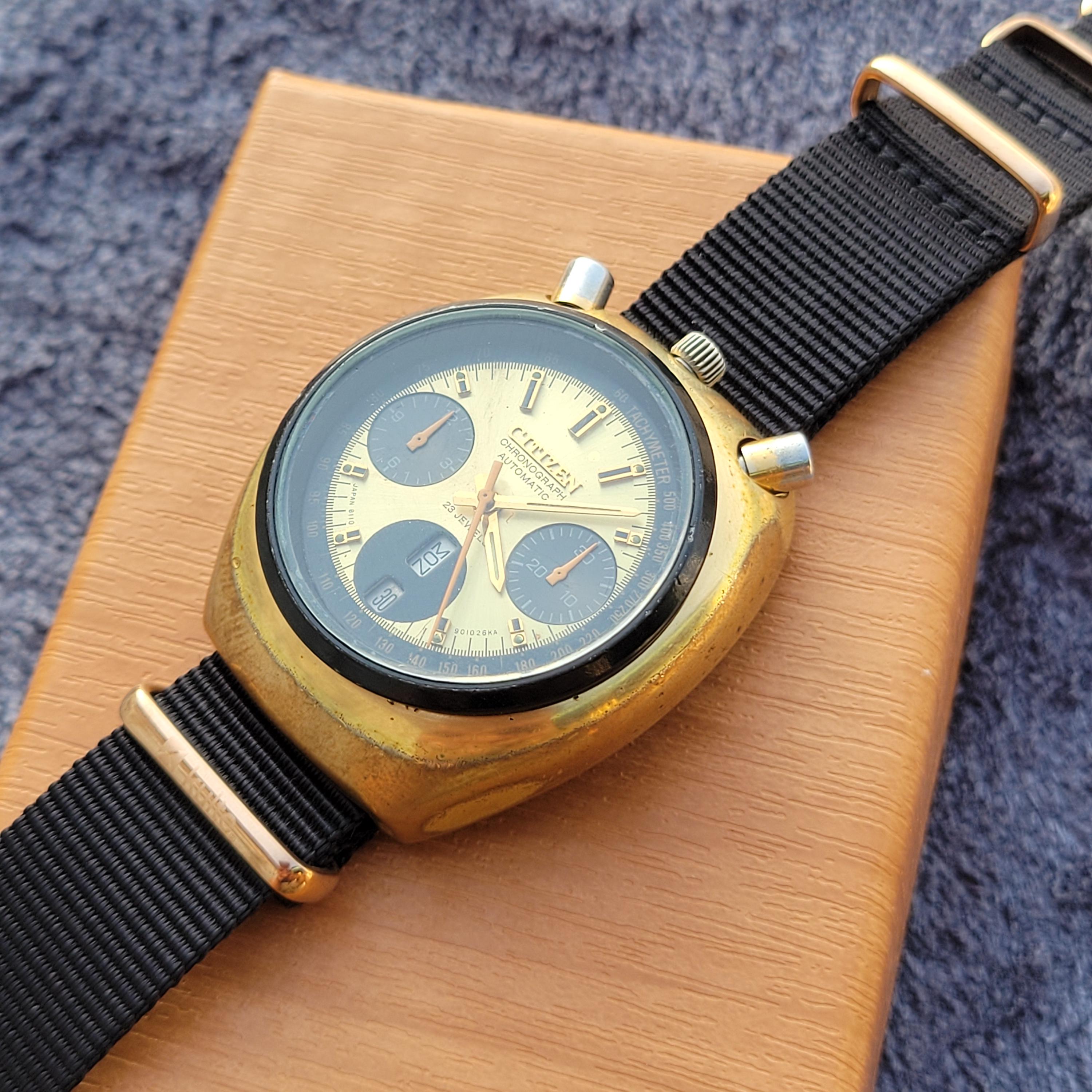 Vintage Citizen Bullhead 67-9020 Fly Back Chronograph Automatic
