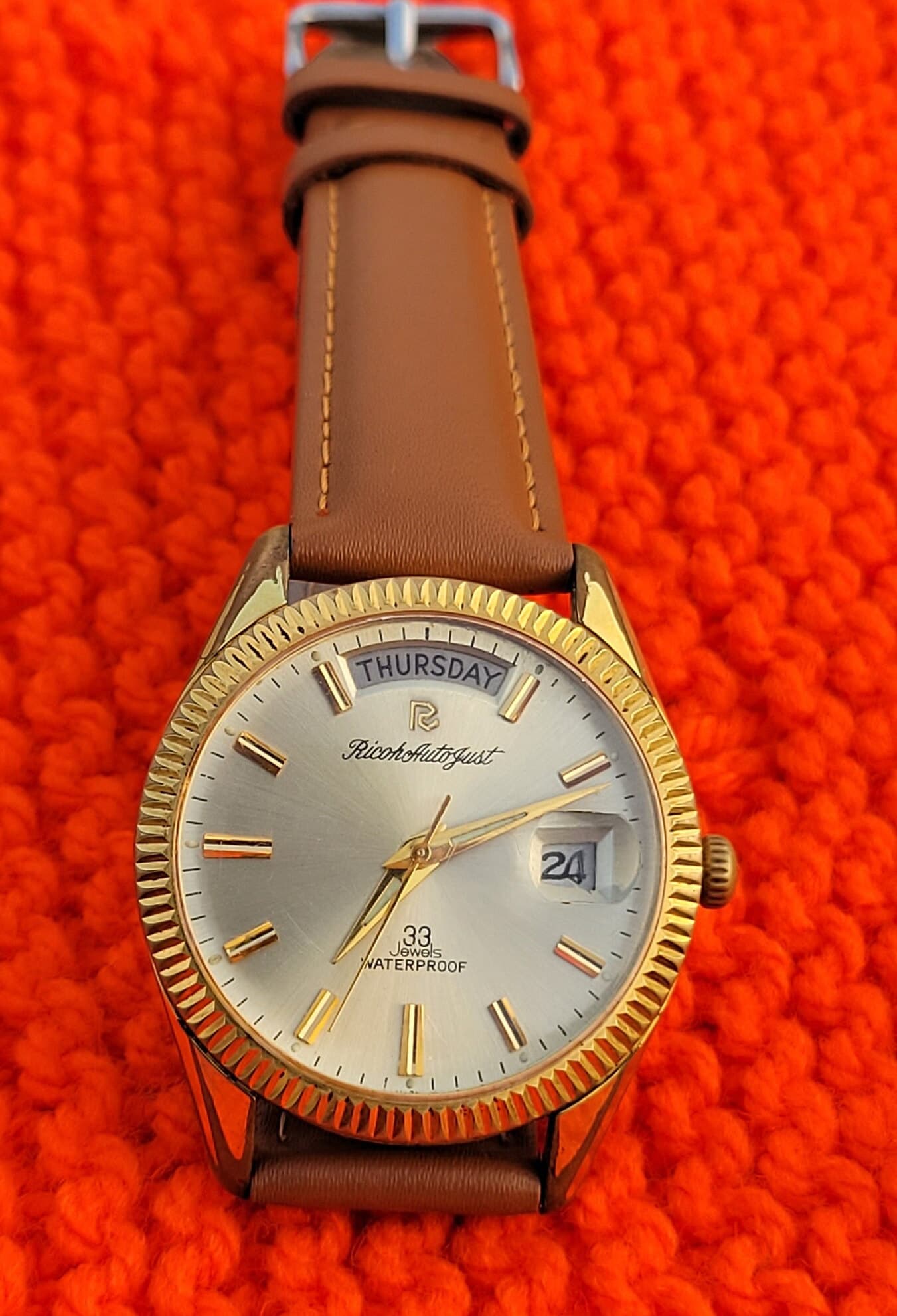人気の贈り物が大集合 Just Auto Ricoh Excellent 33 Day/date President Jewels 時計