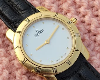 ヴィンテージ フェンディ ゴールドメッキ メンズ腕時計：スイス製