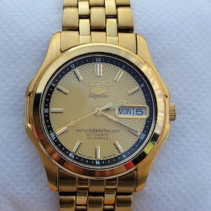 Vintage Seiko Superior Automatic Golden Men&#39;s Watch - 7S36-0030