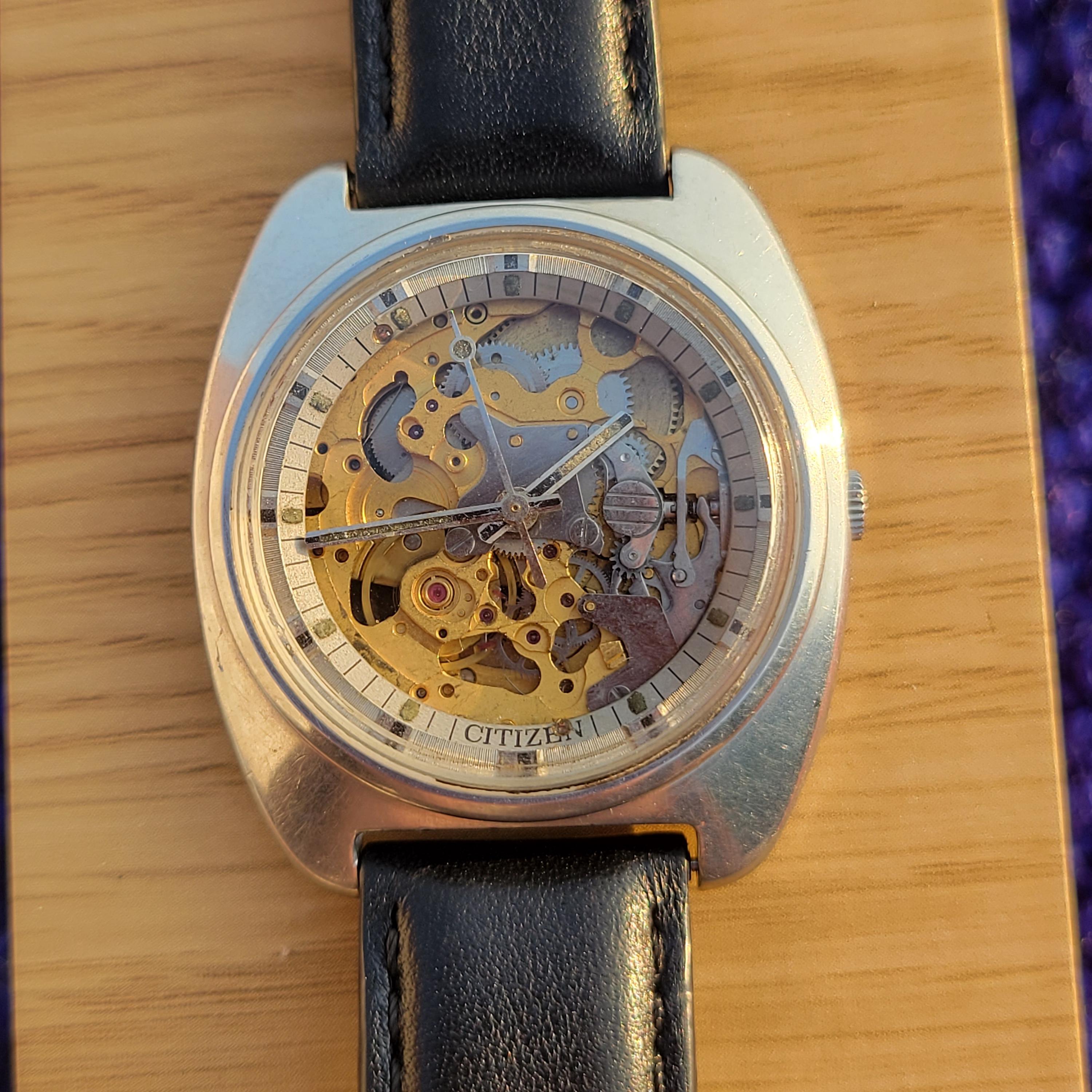 Vintage Citizen Skeleton Automatic 8060A 21 Jewels Rare Japan