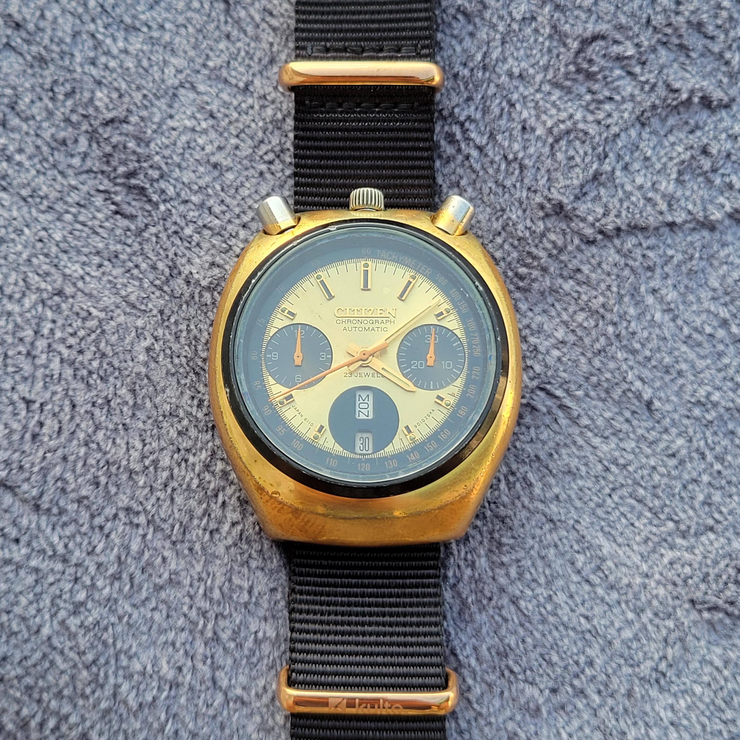 Vintage Citizen Bullhead 67-9020 Fly Back Chronograph Automatic