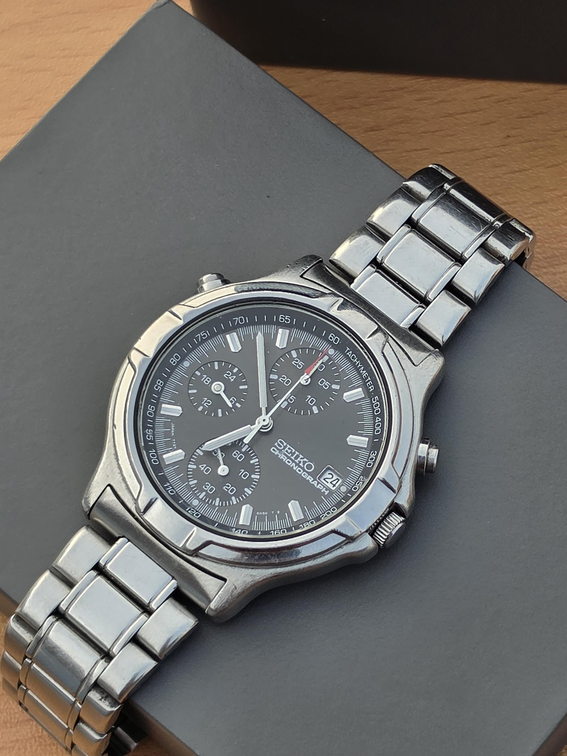 Vintage Seiko Chronograph 7T27-6A50 Tachymeter Bullhead Stainless