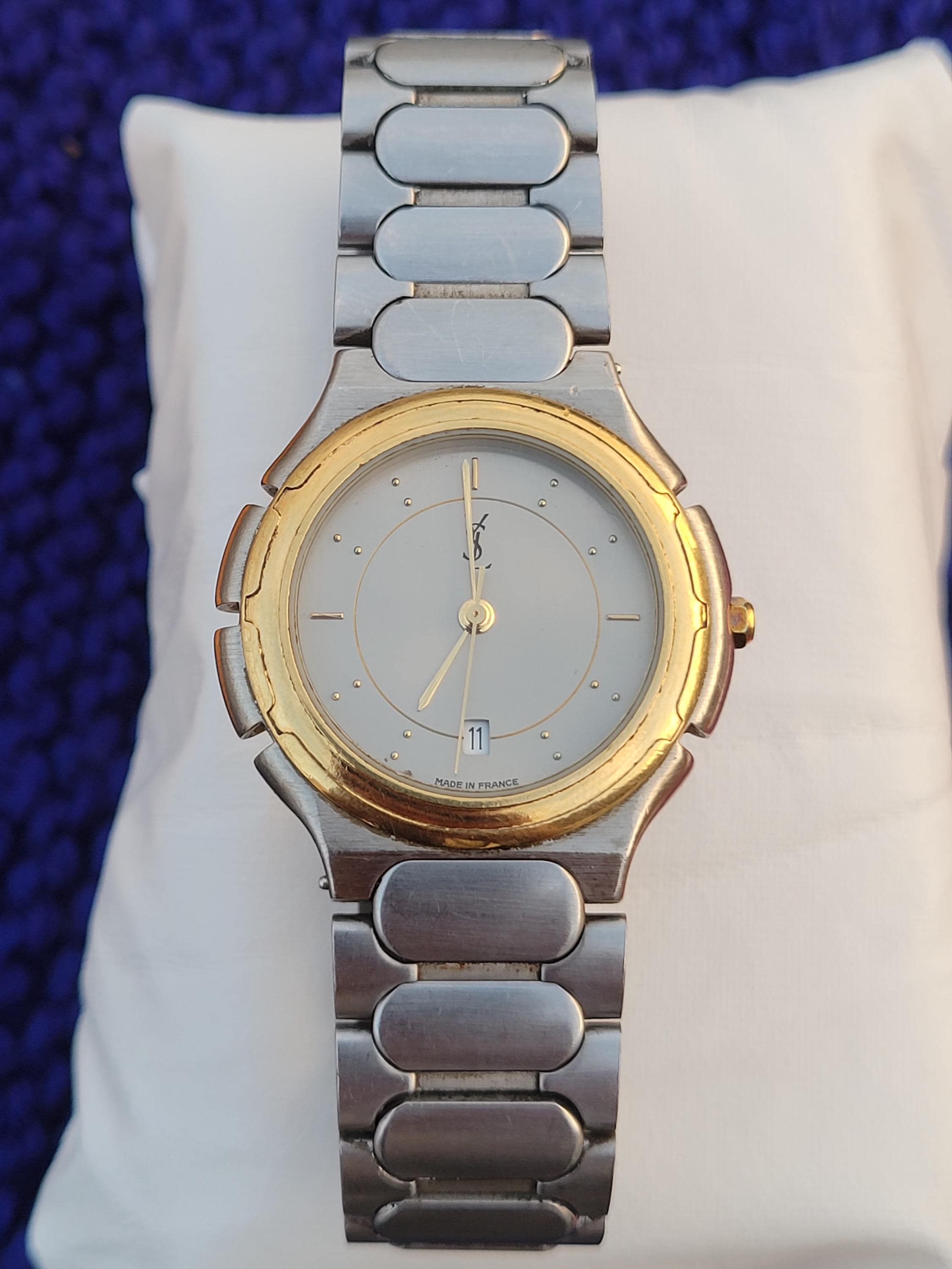 ヴィンテージ YSL イヴ・サンローラン メンズ腕時計 - ゴールドベゼル