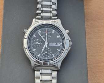 Vintage Seiko Chronograph 7T27-6A50 Tachymeter Bullhead Stainless
