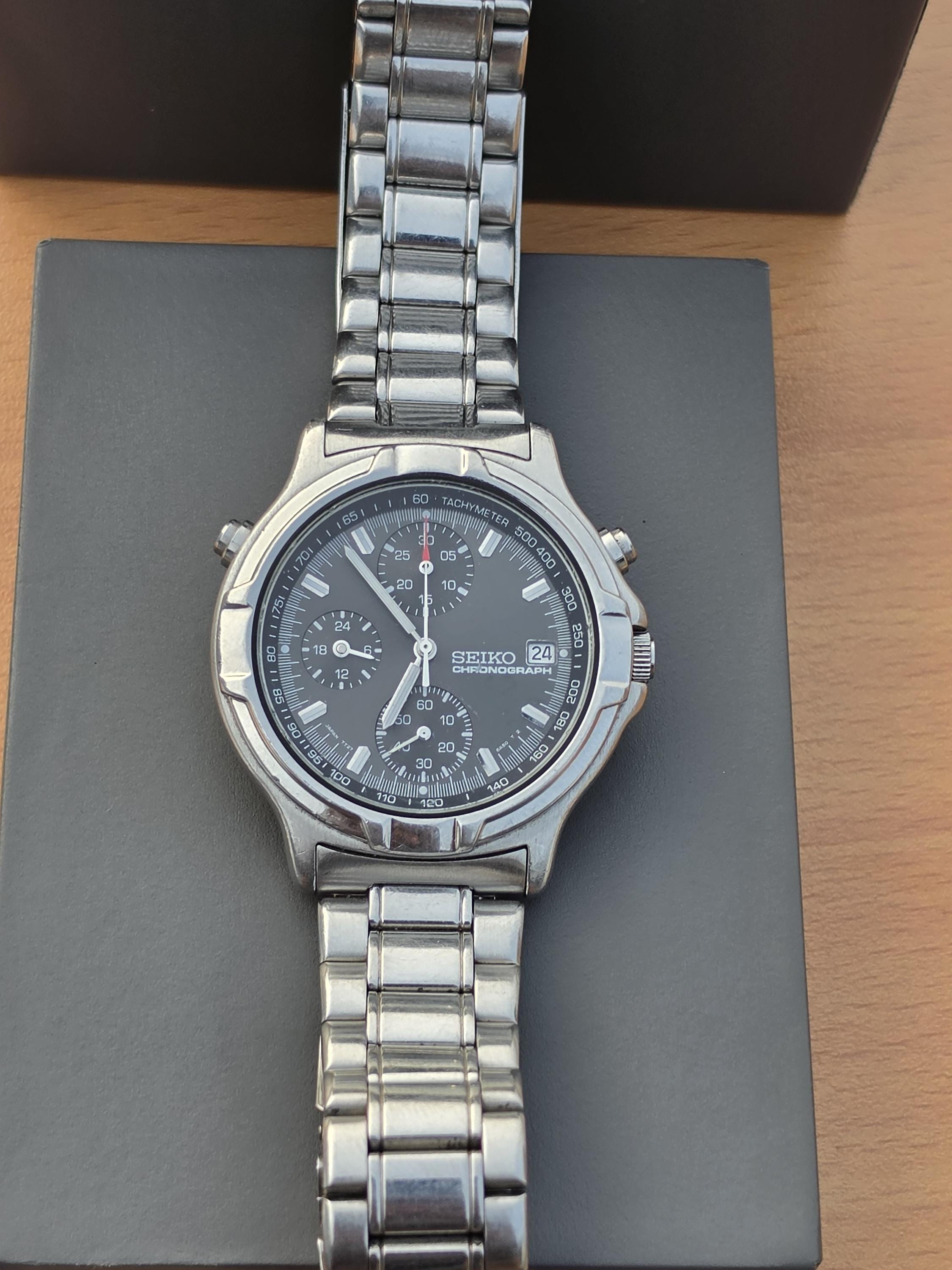Vintage Seiko Chronograph 7T27-6A50 Tachymeter Bullhead Stainless
