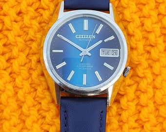 Vintage Citizen Leopard Automatic Watch | Sunburst Blue Dial