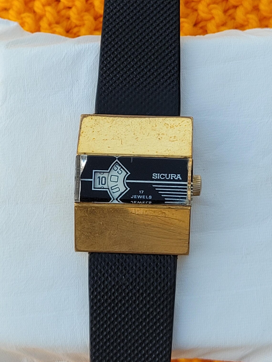 Vintage Sicura Jump Hour Mechanical 17 Jewels Rare Swiss Made Men's Wrist Watch, photo 2 of 5