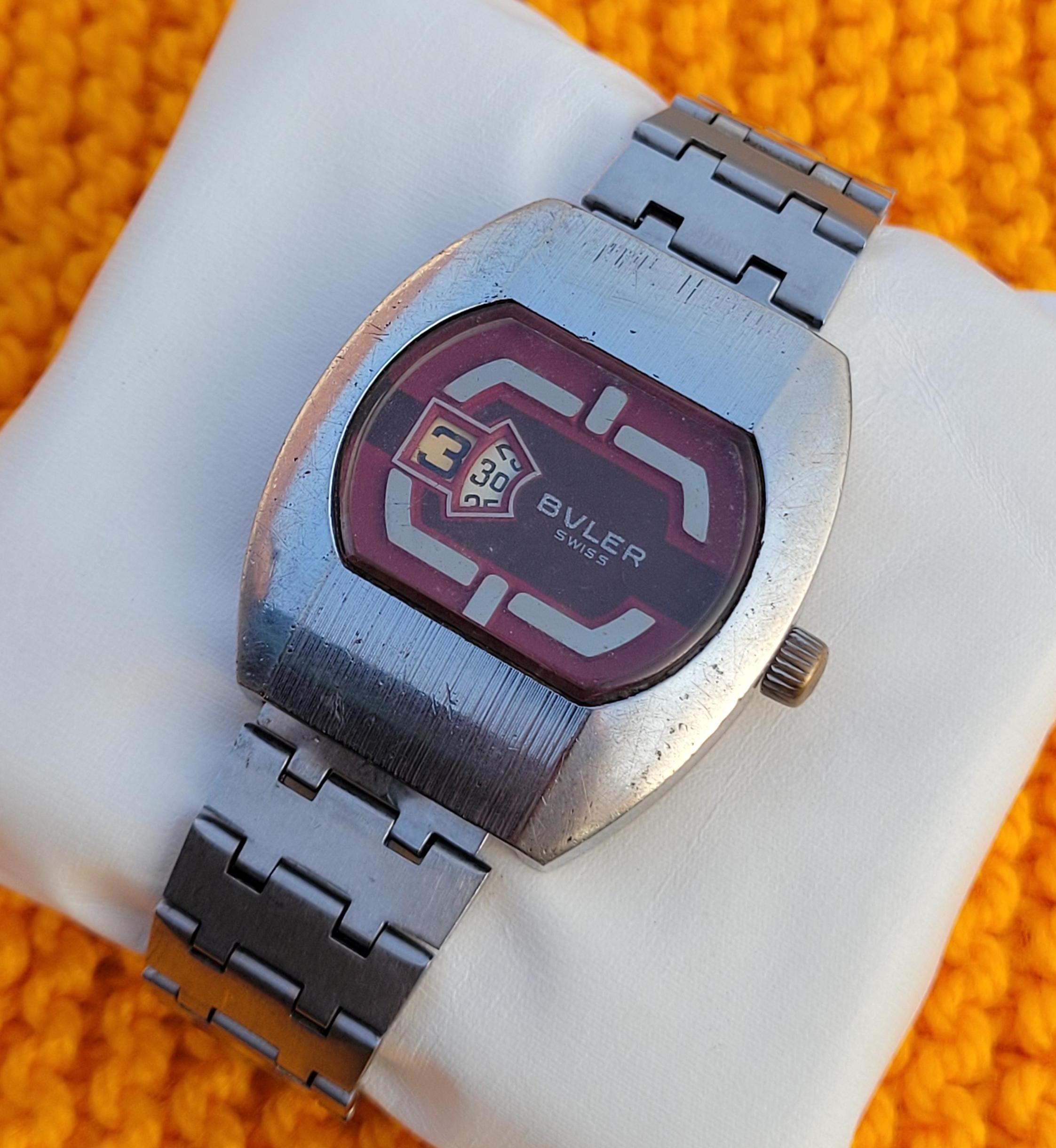 BULER 1970's ヴィンテージ ジャンプアワー SS 機械式腕時計
