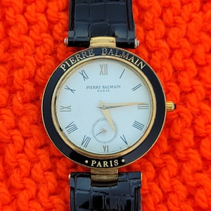 Stunning Vintage Pierre Balmain Paris 176 Side Second Swiss Made Men's Wrist Watch French Luxury Roman Numerals Dual Tone Haute Couture