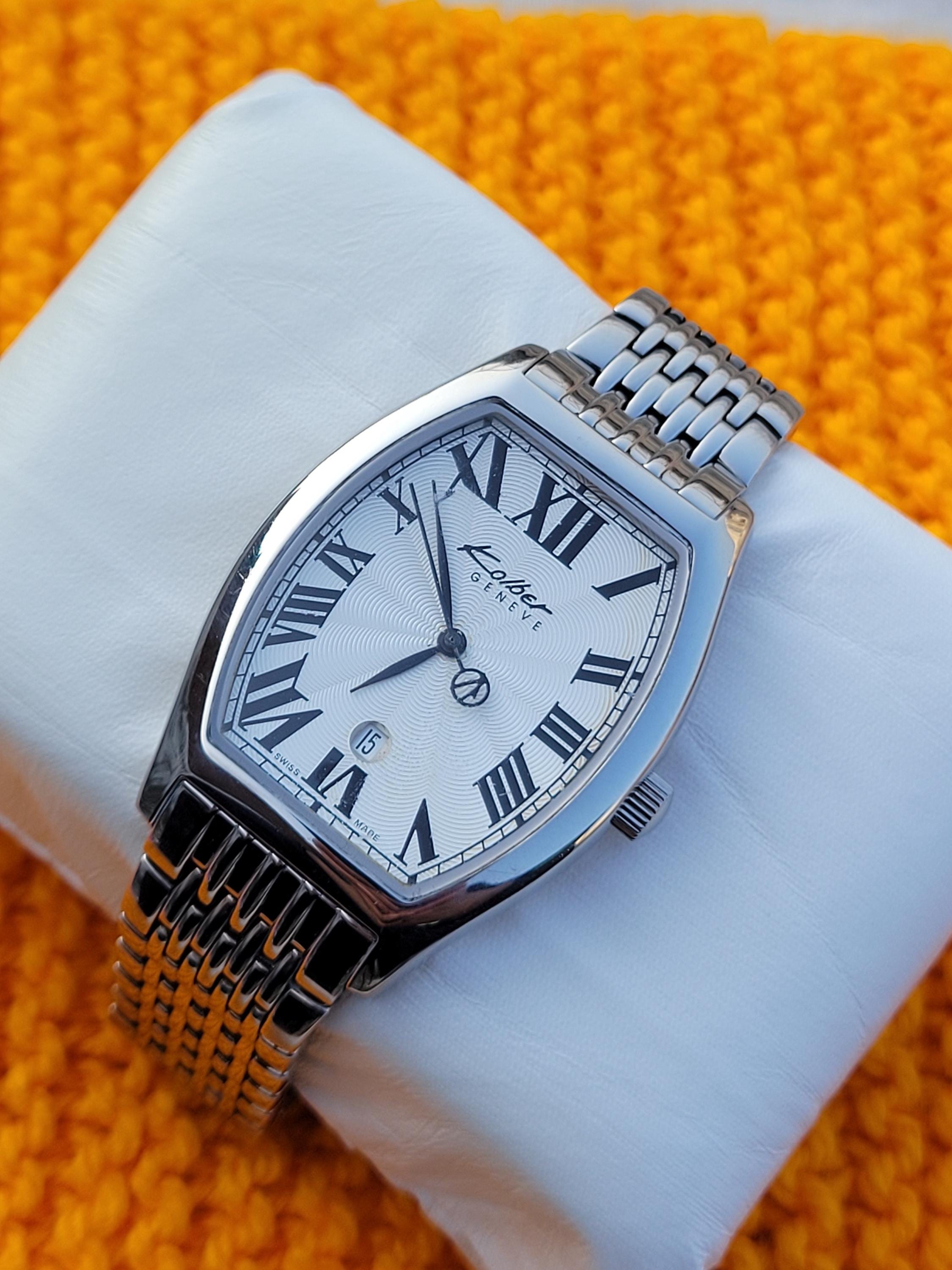 VTG Y2K Kolber Geneve Tank Watch Womens K1221 Blue Mother of Pearl Dial Swiss SOLD] Kolber Geneve Swiss Made K8176 98% condition 36 mm  main image 2