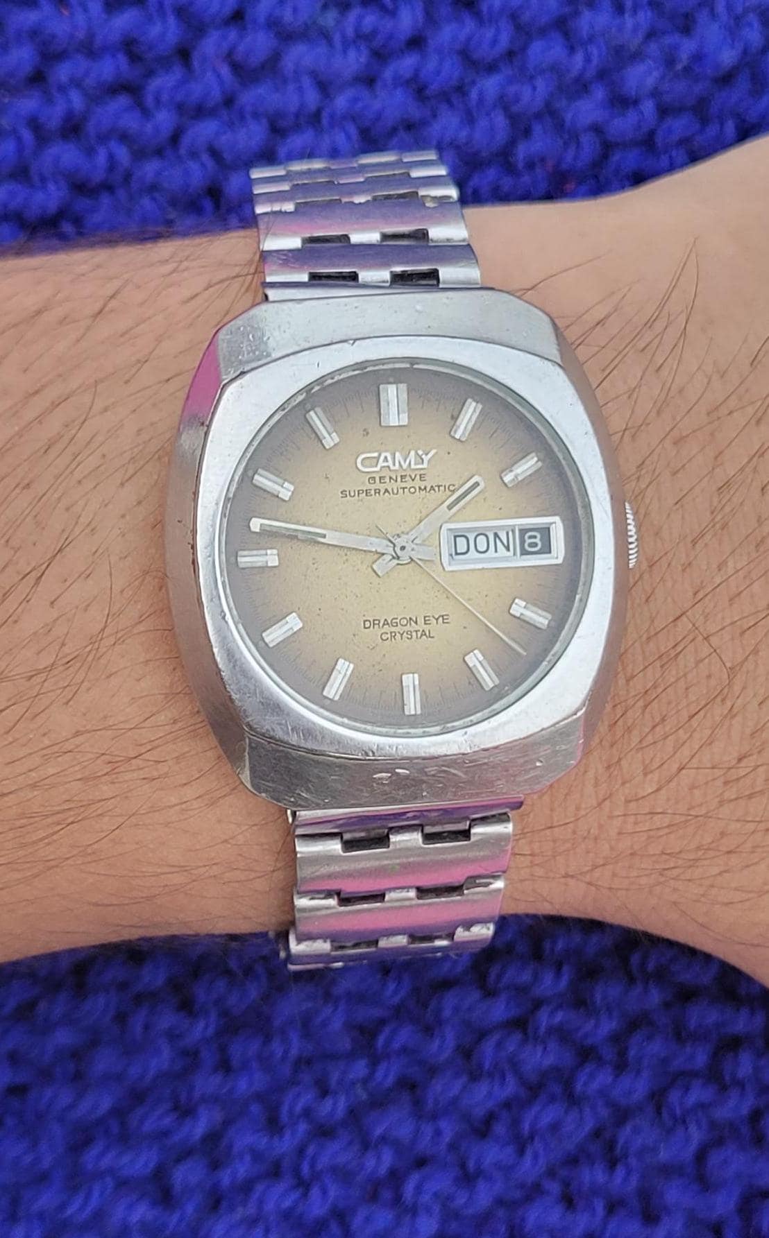 Vintage Camy Geneve Superautomatic Dragon Eye Crystal 7734