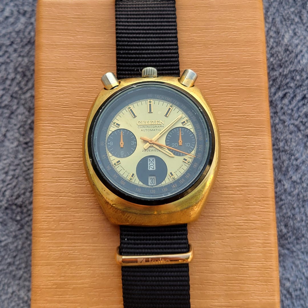 Vintage Citizen Bullhead 67-9020 Fly Back Chronograph Automatic