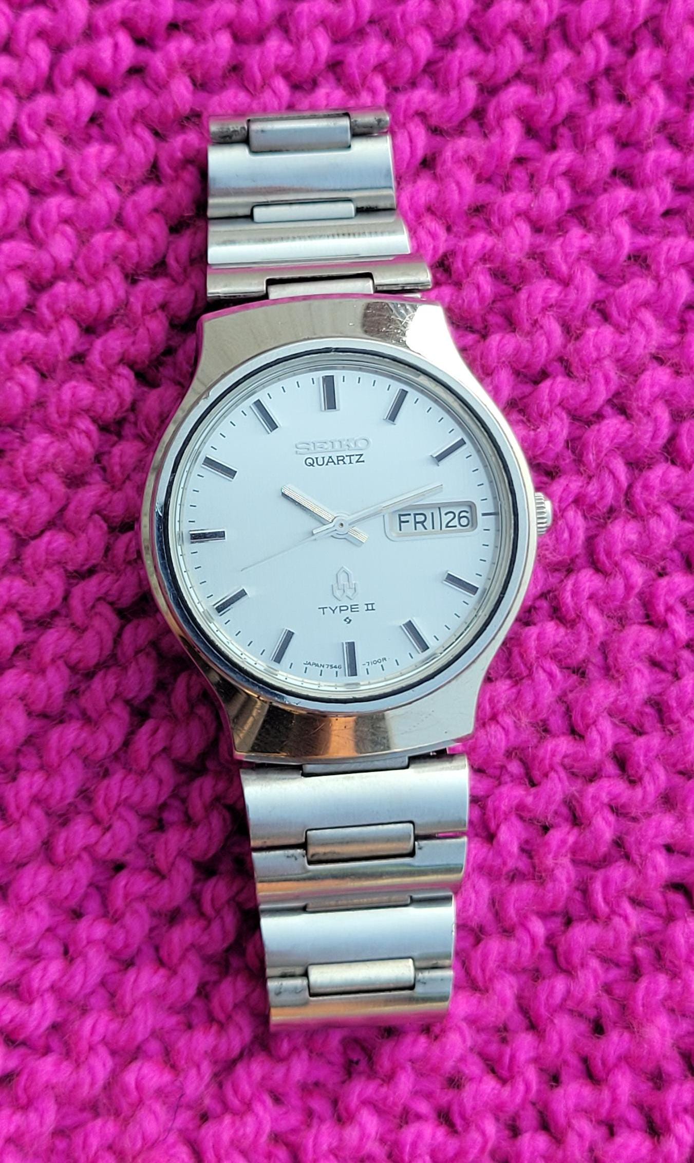 Vintage Seiko Quartz Type II Stainless Steel Men's Watch - Etsy