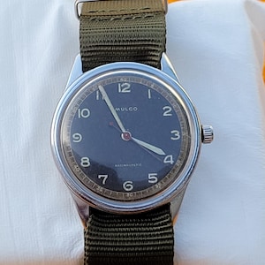Vintage Mulco WWII Military 7161 Natural Patina Dial Mechanical Manual Swiss Made Rare Men's Wrist Watch