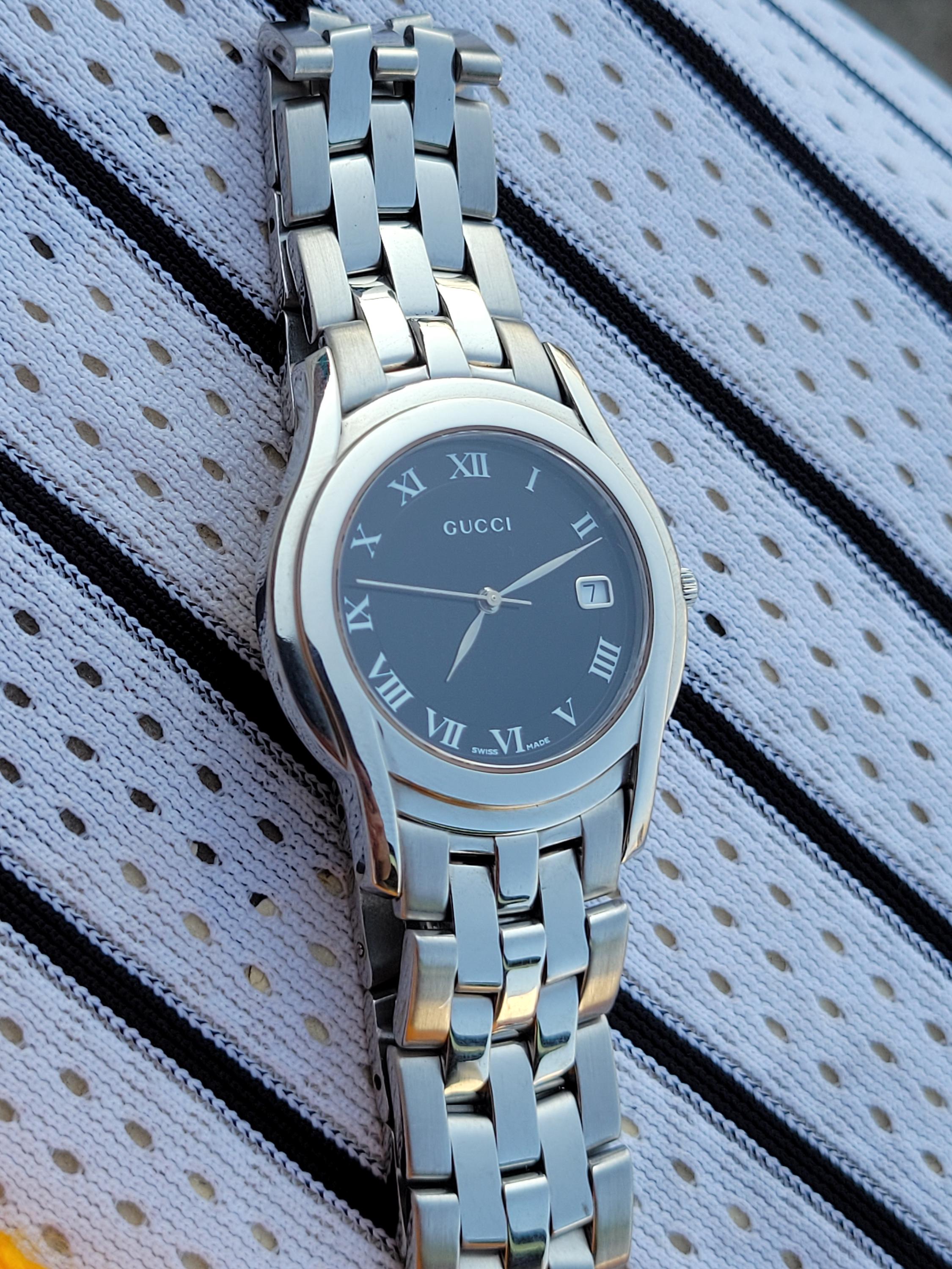 Stunning Gucci 5500M Black Stainless Steel Quartz Swiss Made Men's