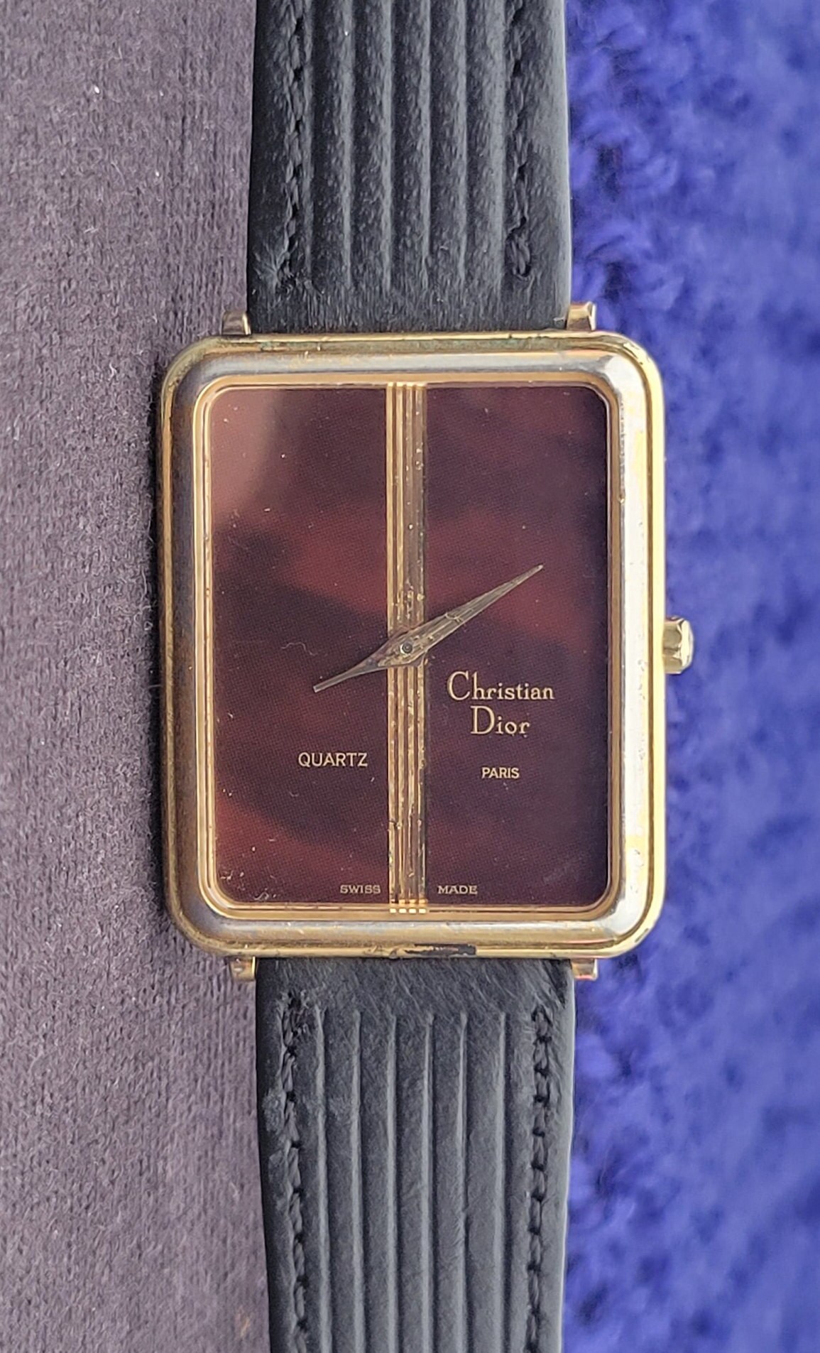 Vintage Christian Dior 29-15 Rare Art Deco Tank Shape Swiss