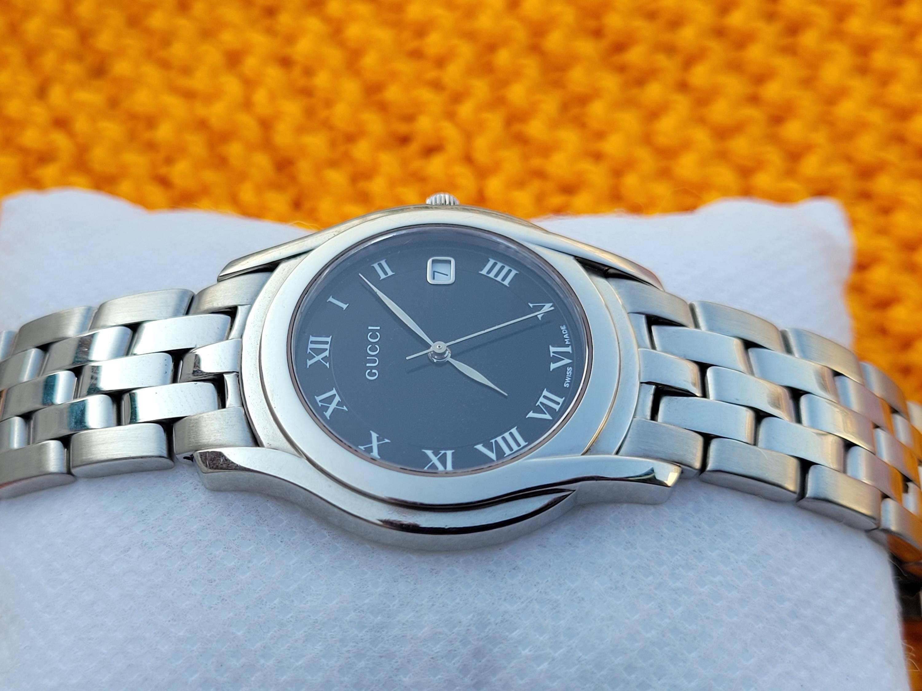 Stunning Gucci 5500M Black Stainless Steel Quartz Swiss Made Men's