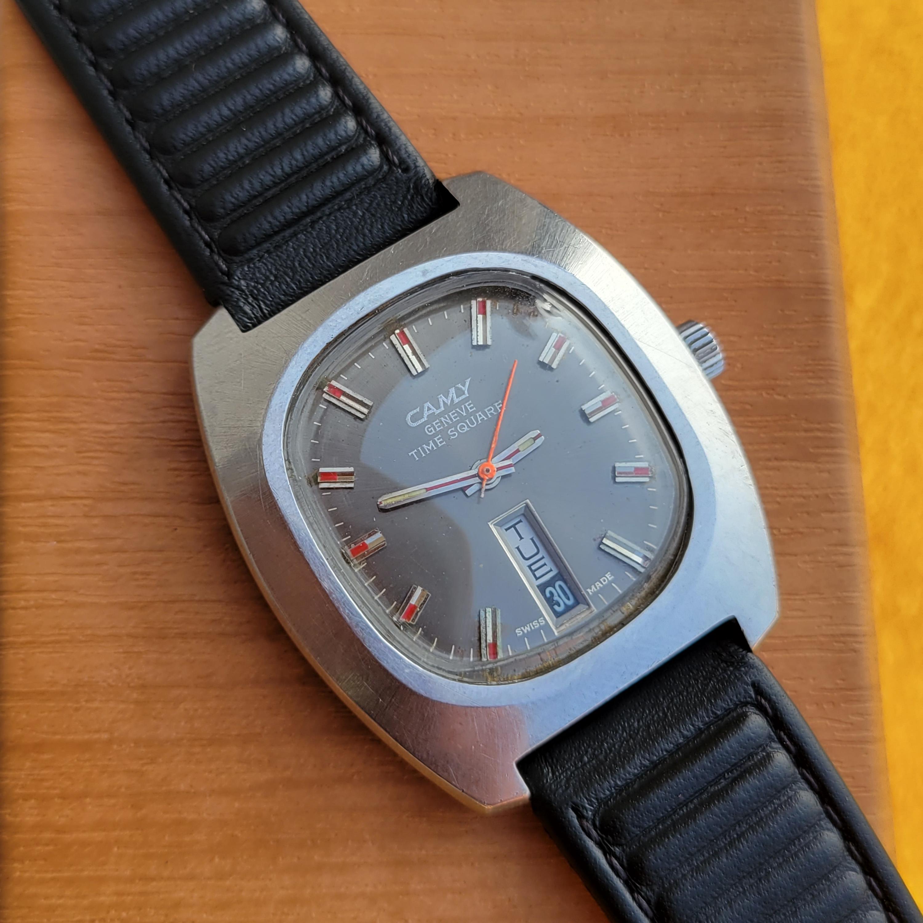 Vintage Camy Geneve Time Square Automatic Day/date Stainless Steel