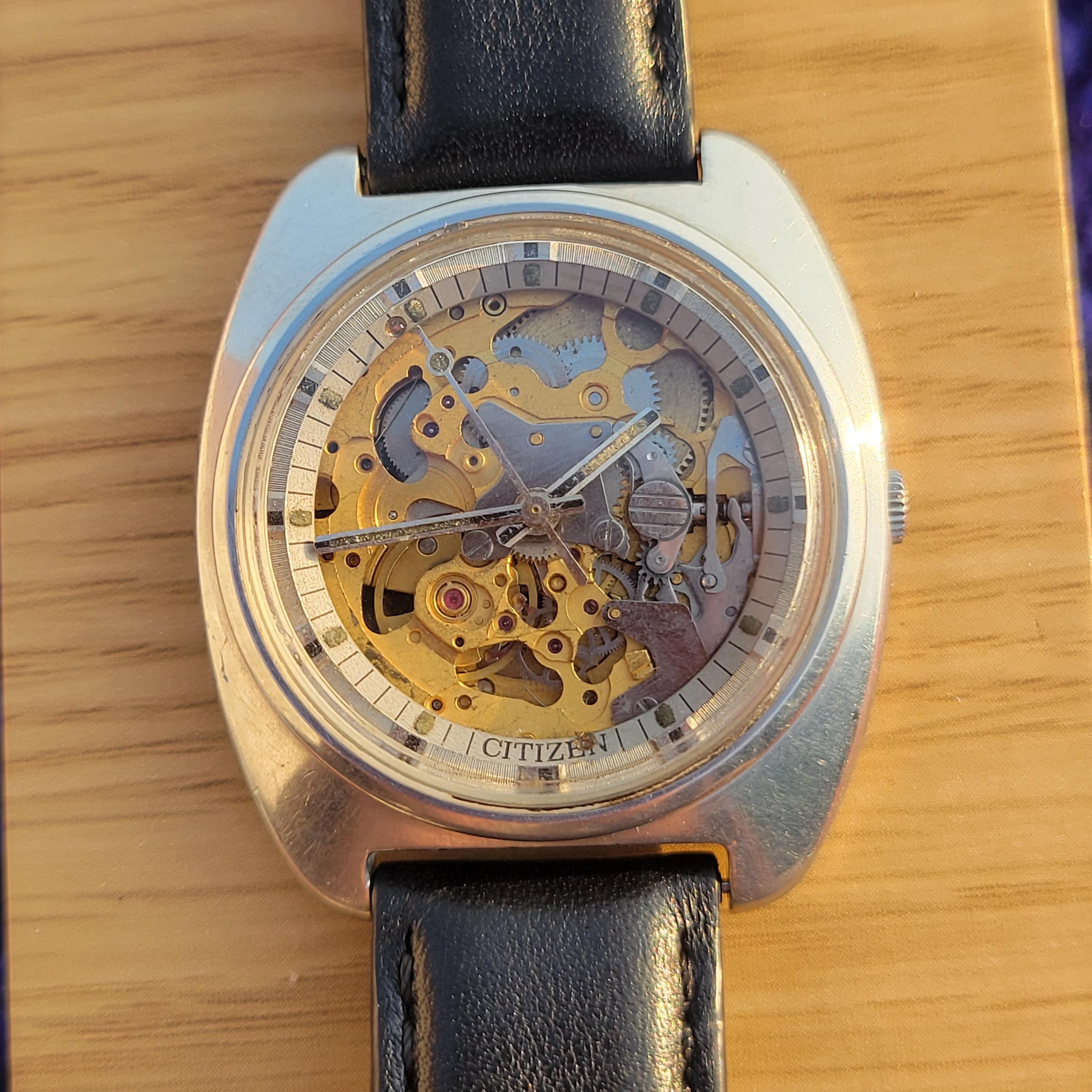 Vintage Citizen Skeleton Automatic 8060A 21 Jewels Rare Japan