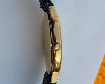 Vintage Raymond Weil 5524 Unisex Watch Gold Black Diamond Accents