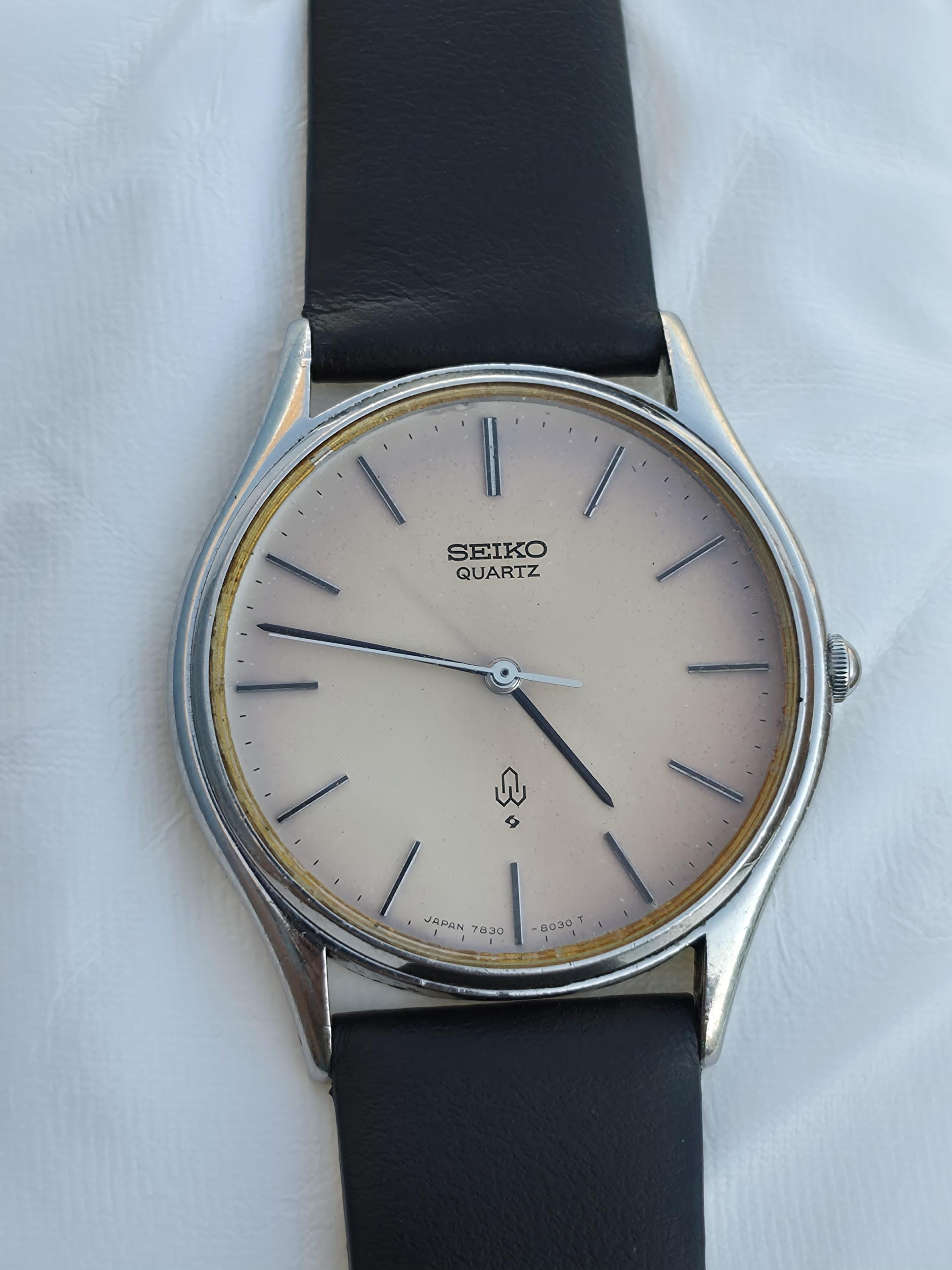 Vintage Seiko Chariot 7830-8030 Stainless Steel Patina Dial Men's