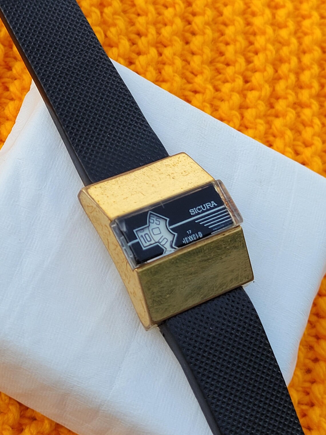 Vintage Sicura Jump Hour Mechanical 17 Jewels Rare Swiss Made Men's Wrist Watch, photo 4 of 5