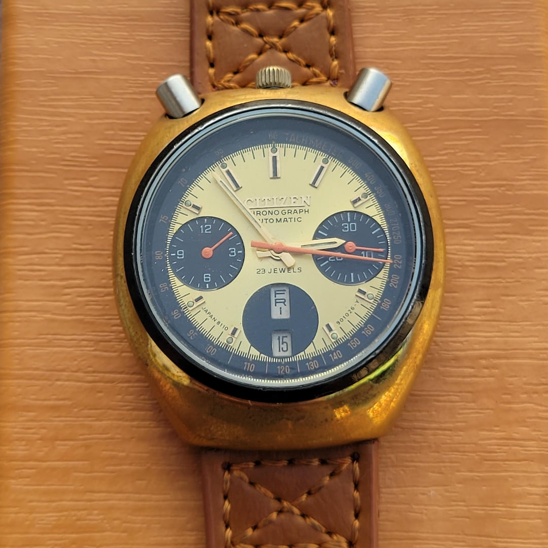 Vintage Citizen Bullhead 67-9020 Fly Back Chronograph Automatic