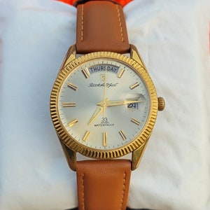 Vintage Ricoh Auto 33 Jewels Day/date Golden Men's Watch