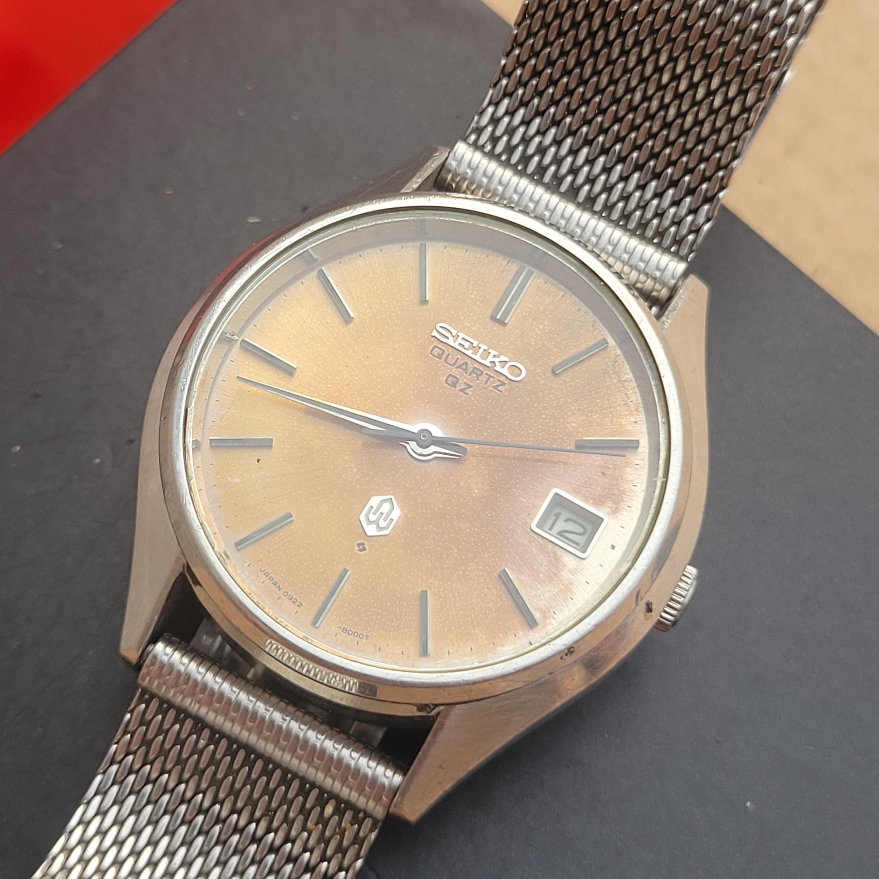 K Riare Watch Vintage Seiko Quartz QZ 0922-8000 Patina Dial Maruman Bracelet Men's ...