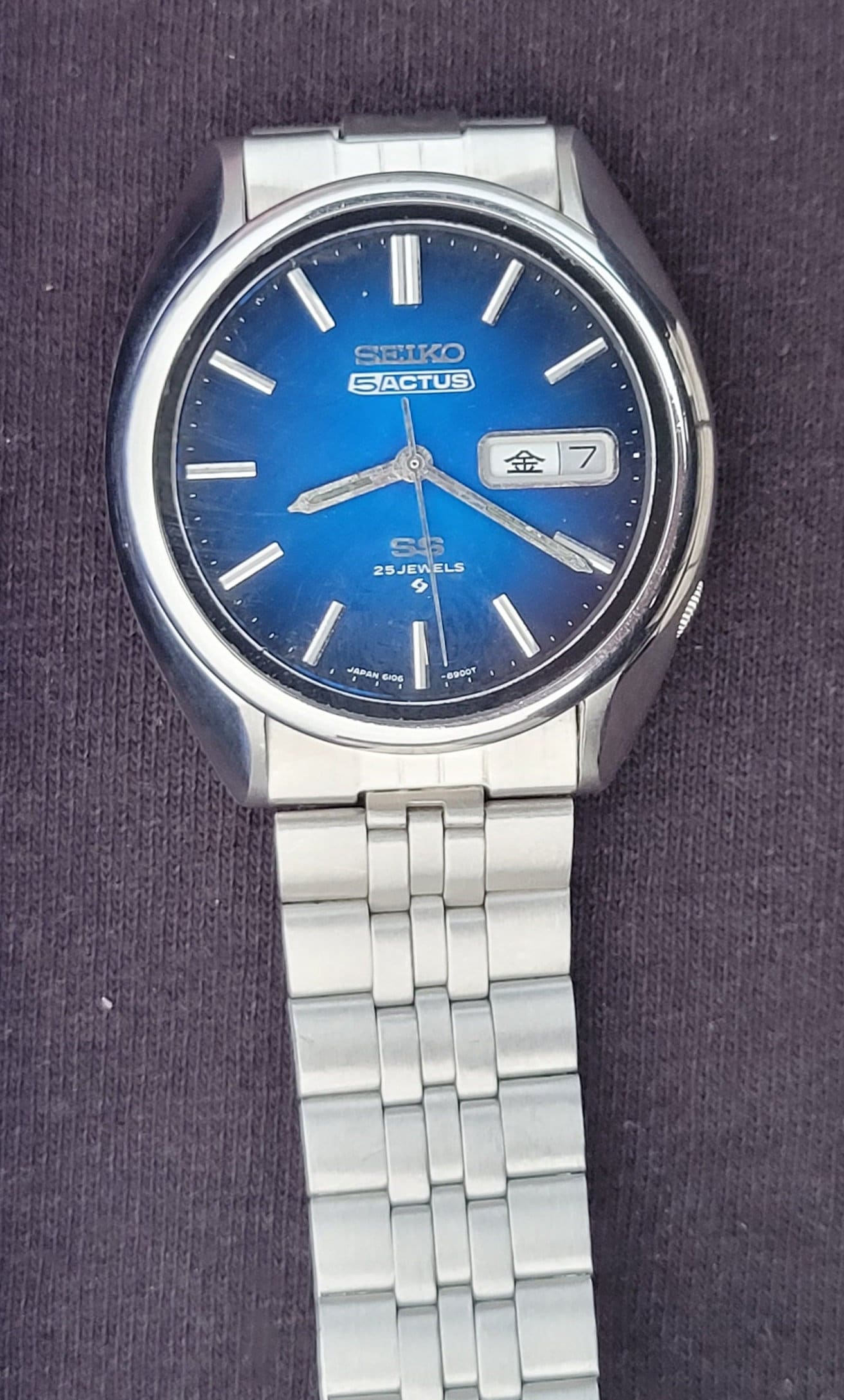 Excellent Vintage Seiko 5 Actus SS 6109-8660 Blue Dial Excellent Vintage Seiko 5 Actus SS 6109-8660 Blue Dial