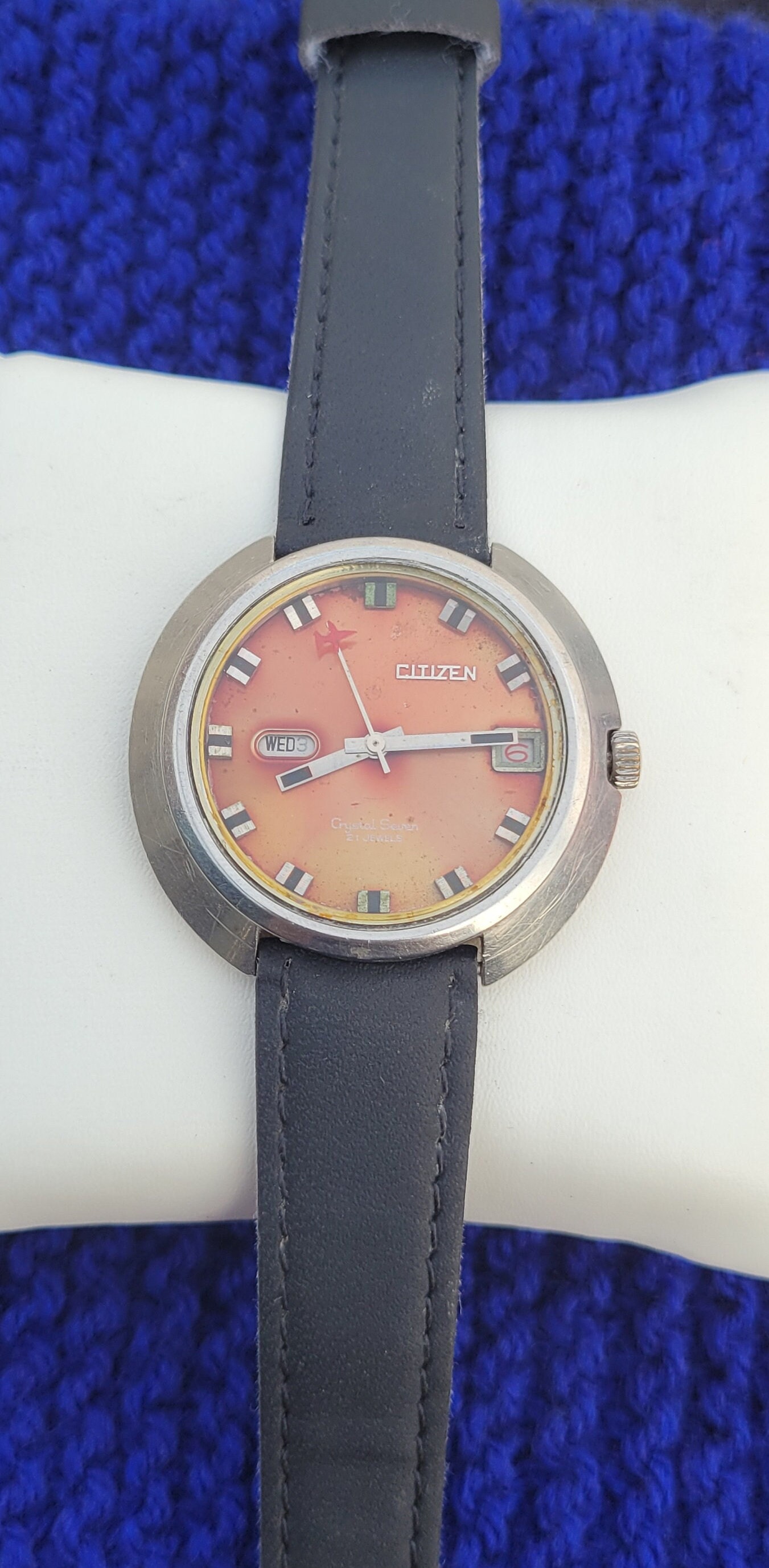 Vintage Citizen UFO Automatic Watch: 1960s Stainless Steel Crystal