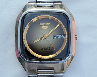 Vintage Seiko 5 Automatic Men's Watch: Brown Dial Stainless Steel