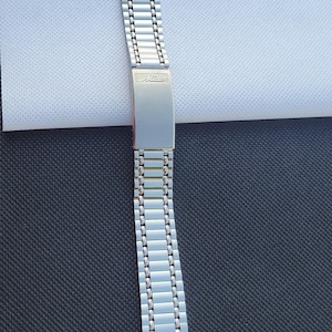 NOS Vintage 18MM Mido Railroad STL Stelux Watch Bracelet Beads of Rice Mint Condition Stainless Steel Watch Silver