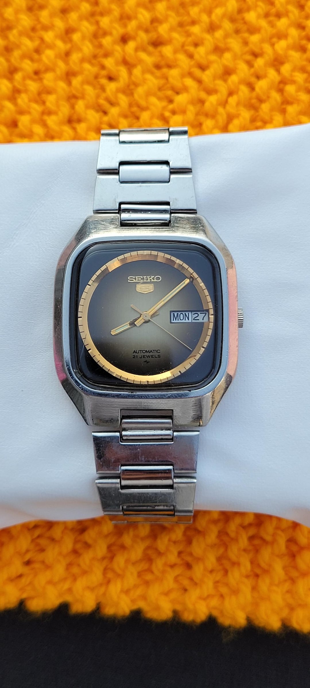 Reloj automático vintage Seiko para hombre: esfera marrón y acero  México