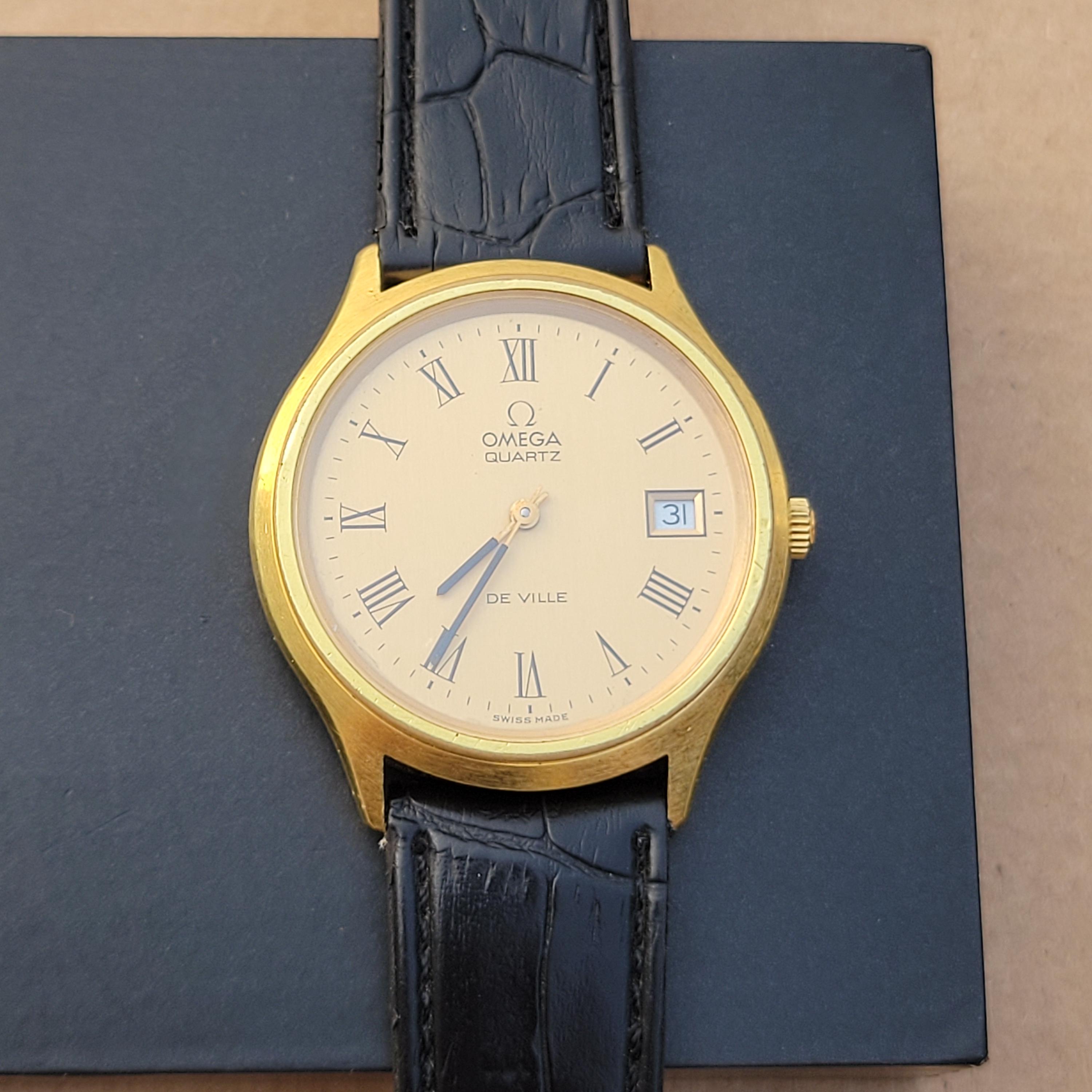 ヴィンテージ オメガ デ・ヴィル クォーツ メンズ腕時計 - ローマ数字